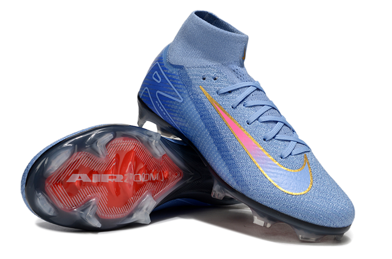 Chuteira Campo Nike Air Zoom Mercurial Superfly 10 Elite FG Azul e Vermelho