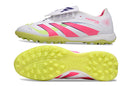 Chuteira Society Adidas Predator League Elite TF Branco, Rosa e Verde "Celestial Victory"
