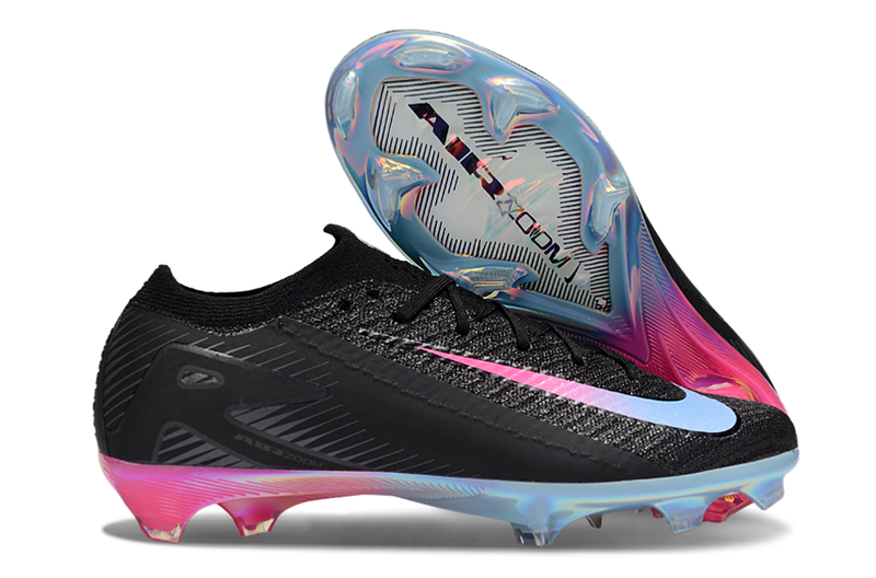 Chuteira Campo Nike Air Zoom Mercurial Vapor 16 Elite FG Preta, Rosa e Azul