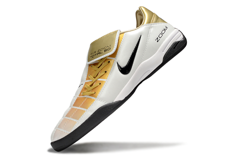 Chuteira Futsal Nike Total 90 IC Branco e Dourado
