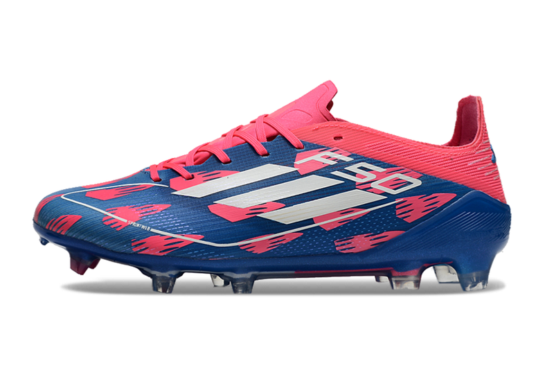Chuteira Infantil Campo Adidas F50 FG Rosa, Azul e Branca "Reemergence Pack"
