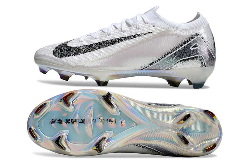 Chuteira Campo Nike Air Zoom Mercurial Vapor 16 Elite FG Branca e Preta
