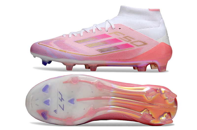 Chuteira Campo Adidas F50 Cano Médio FG Rosa