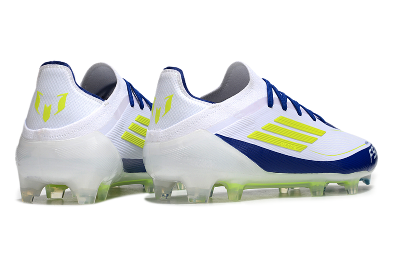 Chuteira Campo Adidas F50 FG Branca, Azul e Verde