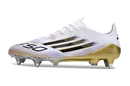 Chuteira Campo Adidas F50 Ponta de Aluminio Branco, Preto e Dourado