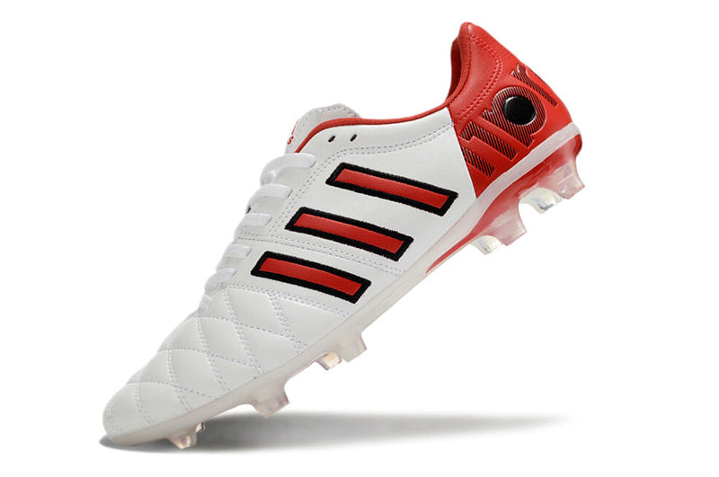 Chuteira Campo Adidas AdiPure 11 Pro FG Branca e Vermelha