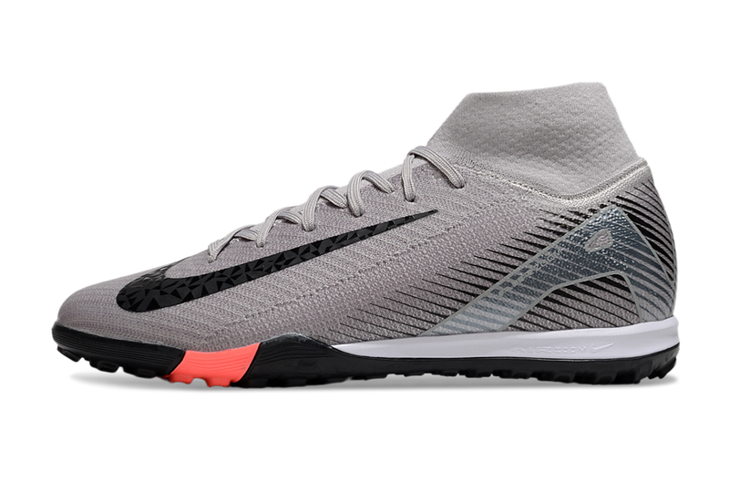 Chuteira Society Nike Air Zoom Mercurial Superfly 10 Elite TF Cinza e Preto