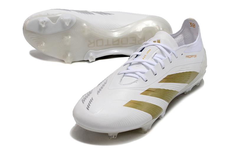 Chuteira Campo Adidas Predator Elite FG Branco e Dourado
