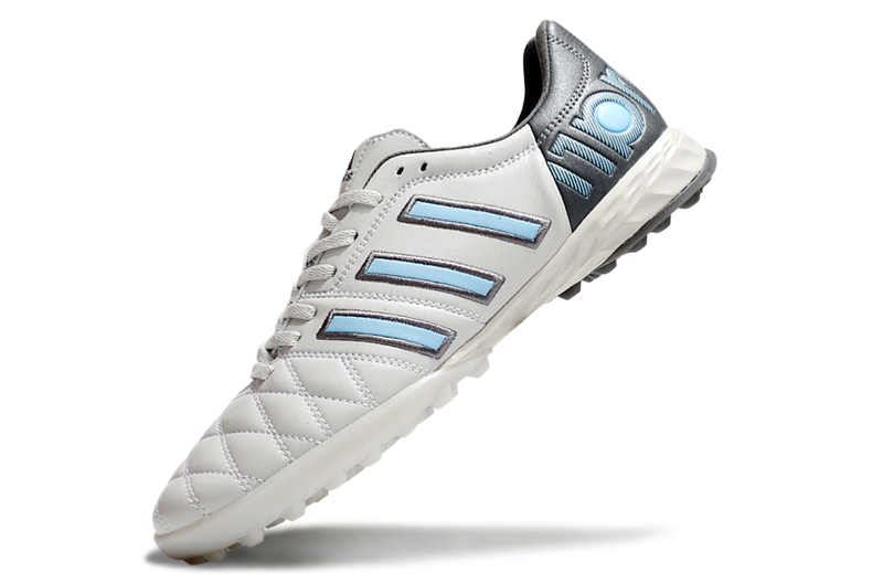 Chuteira Society Adidas AdiPure 11 Pro TF Branca, Cinza e Azul