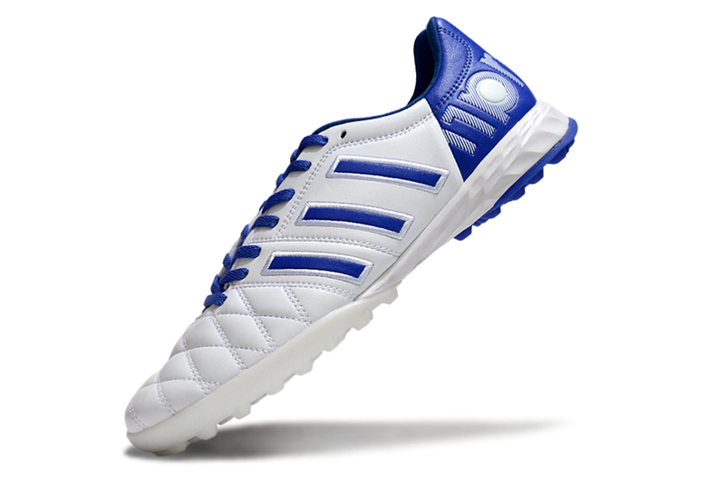 Chuteira Society Adidas AdiPure 11 Pro TF Branca e Azul