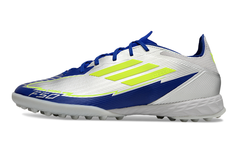 Chuteira Society Adidas F50 TF Prata, Azul e Verde