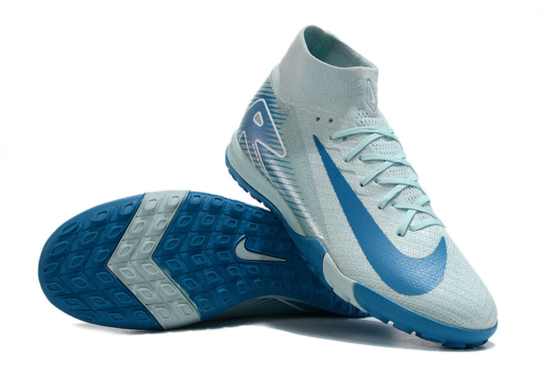 Chuteira Infantil Society Nike Air Zoom Mercurial Superfly 10 Elite TF Azul "Mad Ambition"