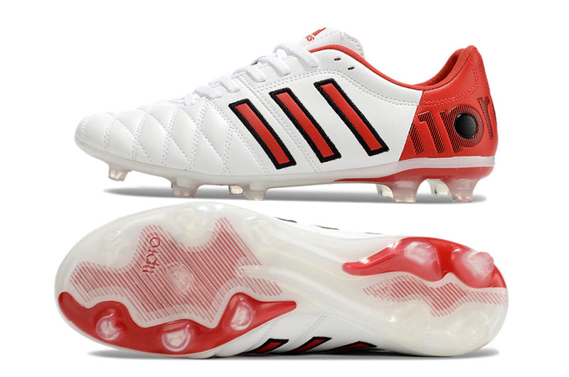 Chuteira Campo Adidas AdiPure 11 Pro FG Branca e Vermelha