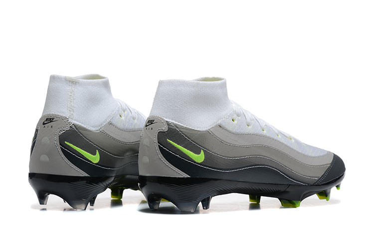 Chuteira Campo Nike Air Zoom Mercurial Superfly 10 Elite FG Branca, Cinza e Verde