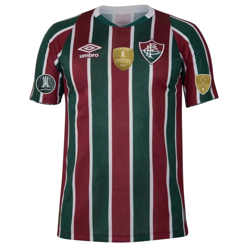 Camisa Masculina Fluminense I 2024/25 - Torcedor + Patchs Campeão Libertadores