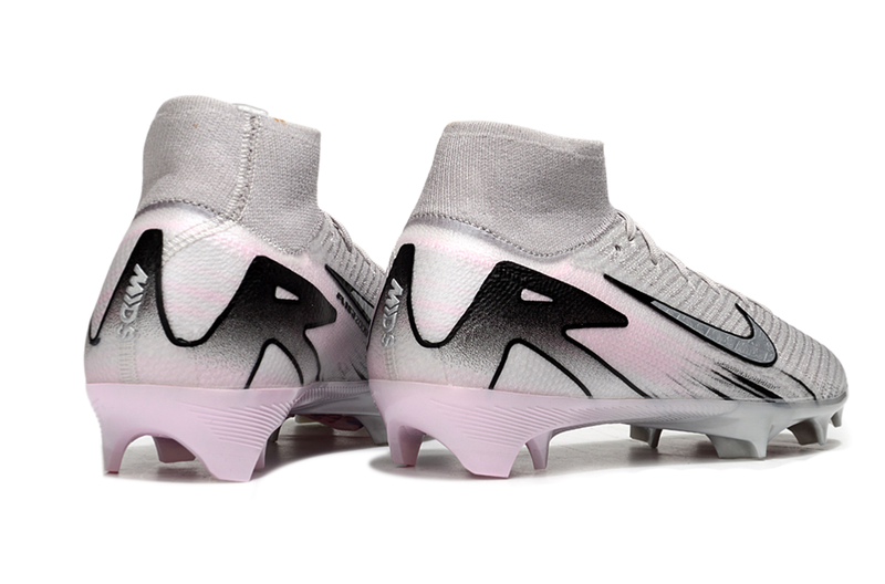 Chuteira Campo Nike Air Zoom Mercurial Superfly 10 Elite FG Cinza e Rosa
