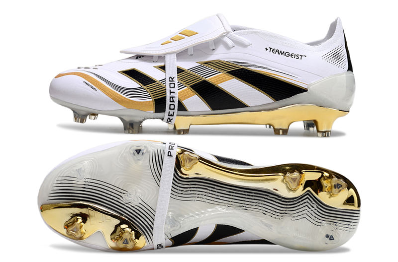 Chuteira Campo Adidas Predator FT 30 Elite FG Branco, Dourado e Preto "TEAMGEIST"