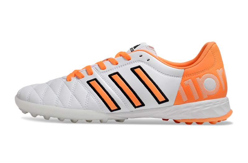 Chuteira Society Adidas AdiPure 11 Pro TF Branco e Laranja