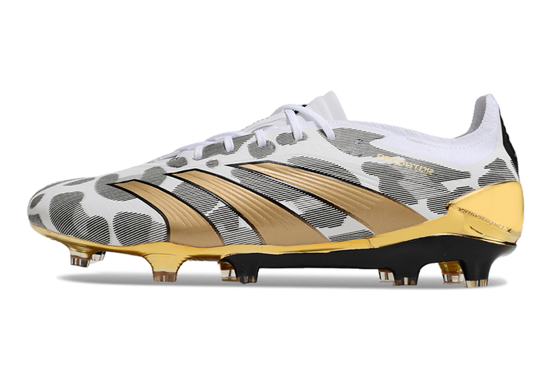 Chuteira Campo Adidas Predator Elite FG Branca e Dourada "Generation Pred 2.0 Pack"