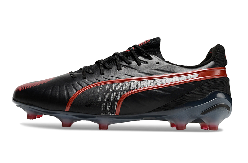 Chuteirta Campo Puma King Ultimate FG Preta e Vermelha "Launch Edition Pack"