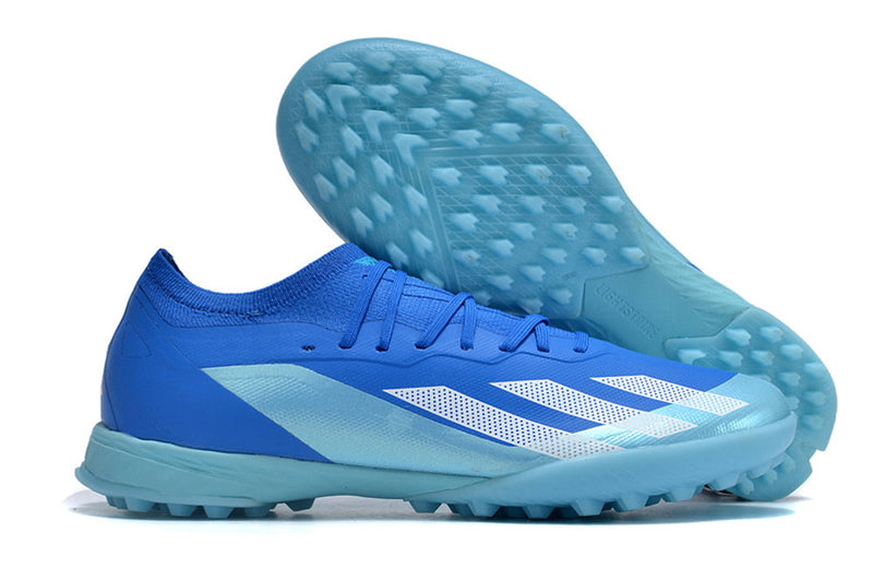 Chuteira Infantil Society Adidas X Crazyfast.1 TF Azul "Marine Rush Pack"
