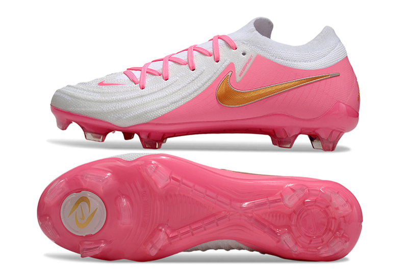 Chuteira Campo Nike Phantom GX 2 Elite FG Branca e Rosa