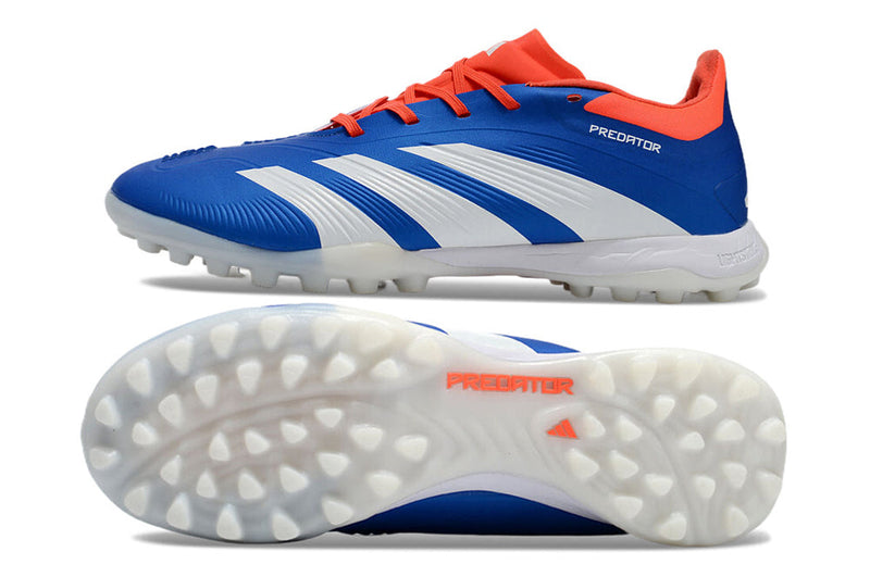 Chuteira Infantil Society Adidas Predator Elite TF Azul e Branco "Advancement Pack"
