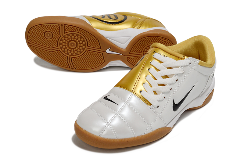 Chuteira Futsal Nike Total 90 IC Branco e Dourado
