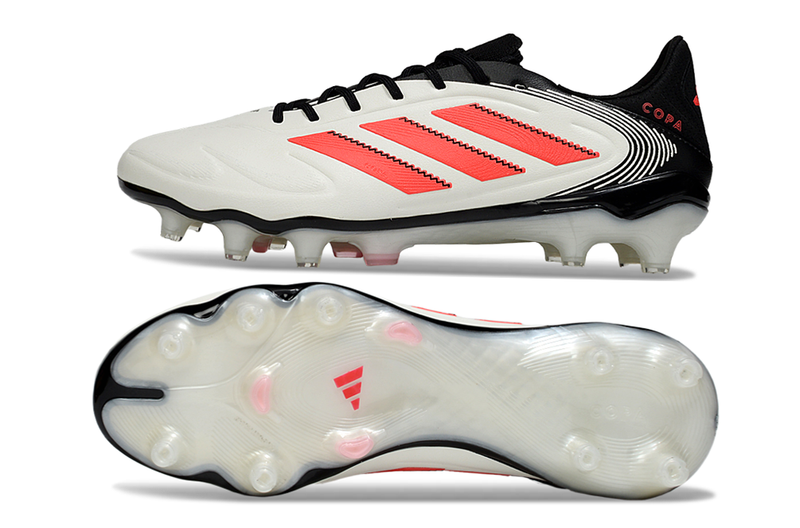 Chuteira Campo Adidas Copa Pure II Elite FG Branca, Vermelha e Preta