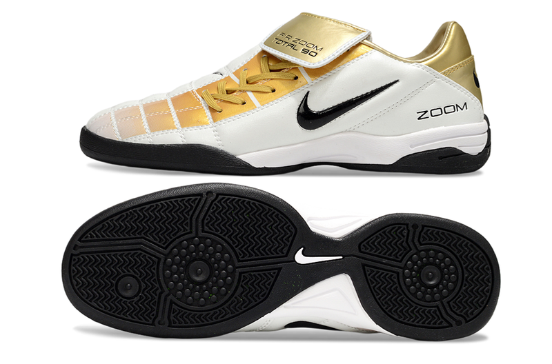 Chuteira Futsal Nike Total 90 IC Branco e Dourado