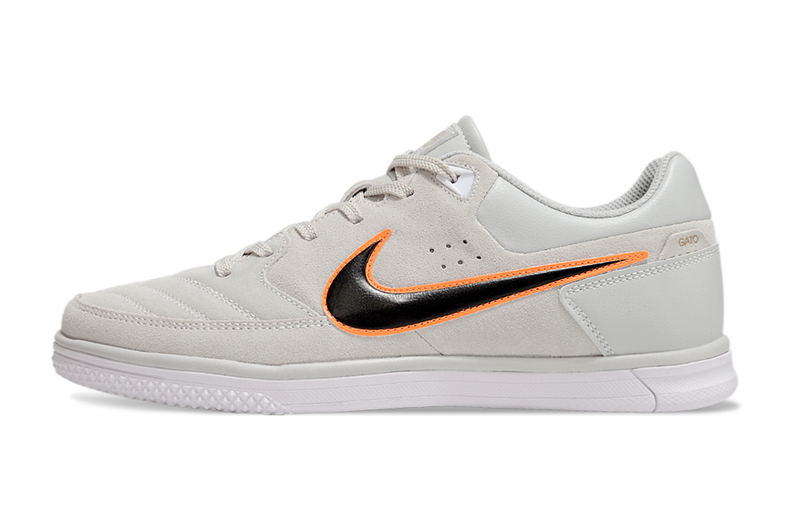 Chuteira Futsal Nike 5 StreetGato IC Branco, Preto e Laranja