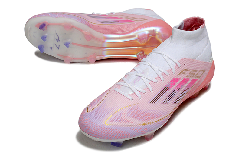 Chuteira Campo Adidas F50 Cano Médio FG Rosa