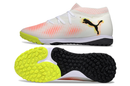 Chuteira Society Puma Future 8 TF Branco, Laranja e Amarelo