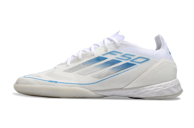 Chuteira Futsal Adidas F50 IC Branca e Azul "Polar Victory"