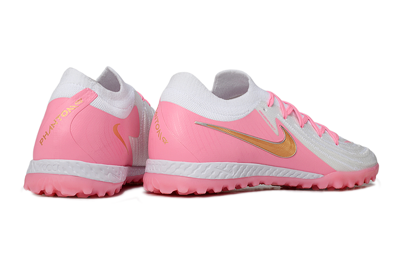 Chuteira Society Nike Phantom GX 2 Elite TF Branca e Rosa