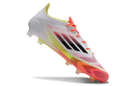 Chuteira Campo Adidas F50 FG Branca, Laranja e Amarelo