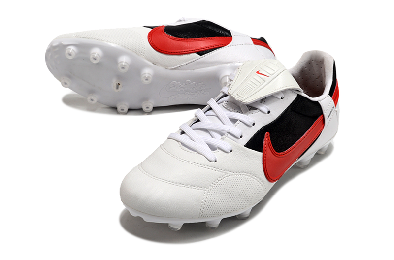 Chuteira Campo Nike Premier 3 FG Branca, Vermelha e Preta