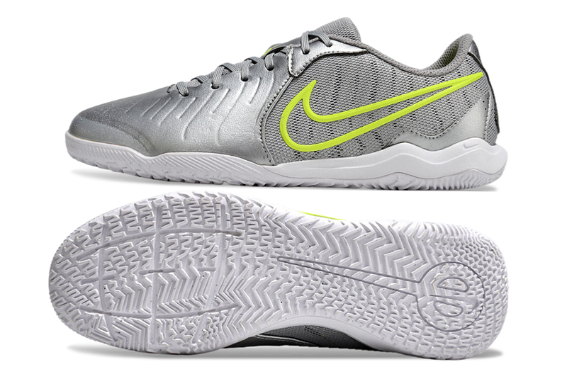 Chuteira Futsal Nike Tiempo Legend 10 Academy IC Prata e Verde