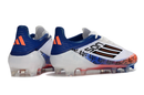 Chuteira Campo Adidas F50 FG Branca, Azul e Laranja