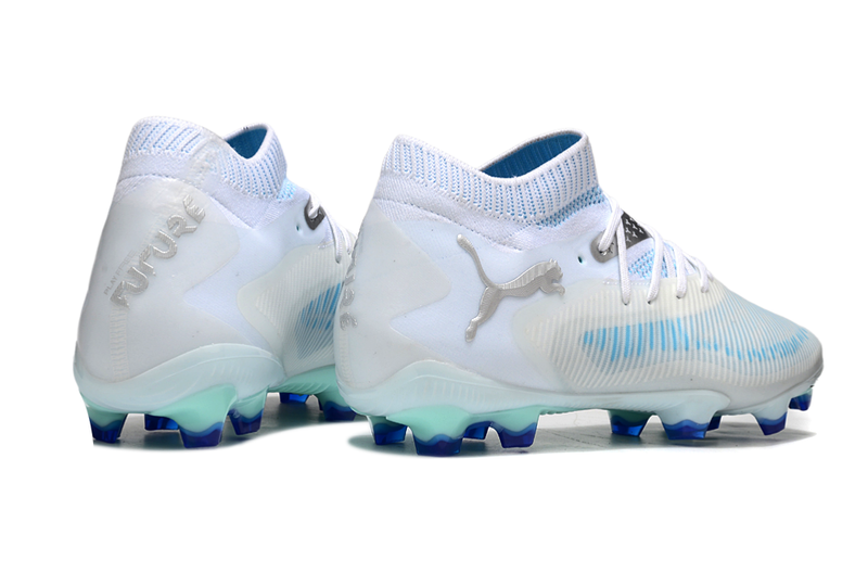 Chuteira Campo Puma Future 8 FG Branco e Azul