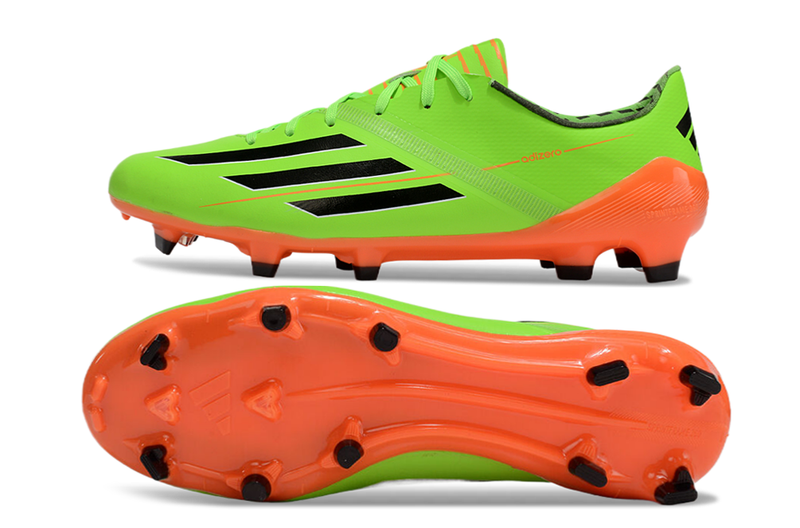 Chuteira Campo Adidas F50 Adizero FG Verde e Laranja