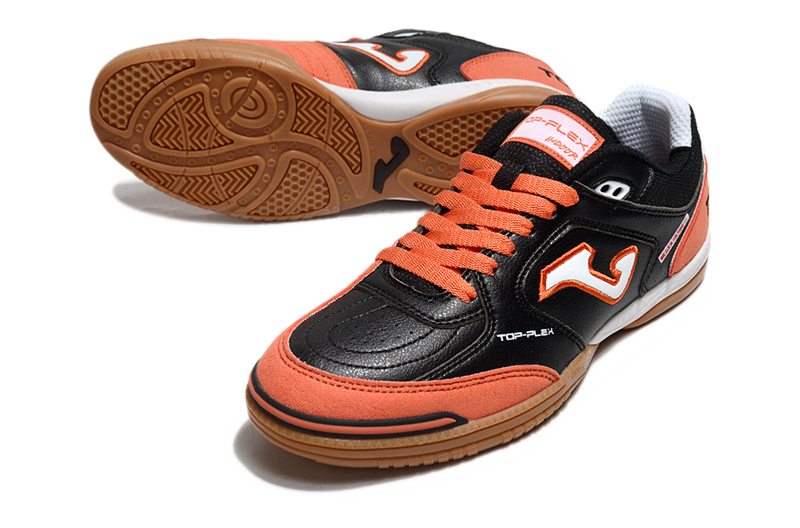 Chuteira Futsal Joma Top Flex Rebound IC Preto e Laranja