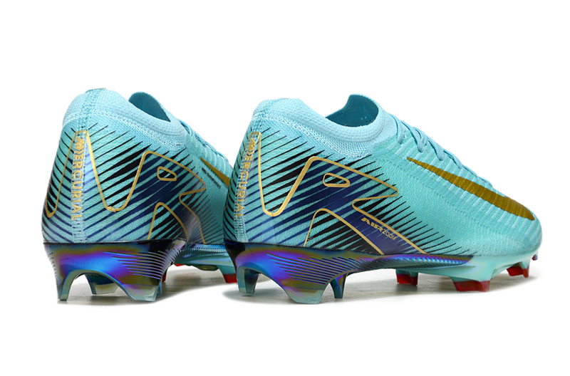 Chuteira Campo Nike Air Zoom Mercurial Vapor 16 Elite FG Azul e Dourado