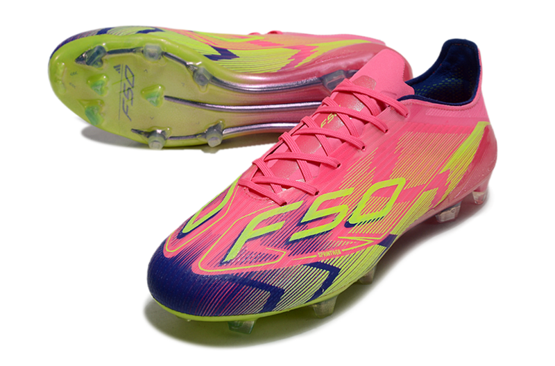 Chuteira Campo Adidas F50 FG Rosa, Azul e Verde