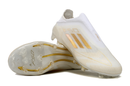 Chuteira Infantil Campo Adidas F50 TF Branca e Dourada "Day Spark Pack"