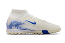 Chuteira Infantil Society Nike Air Zoom Mercurial Superfly 10 Elite TF Branca e Azul "Blueprint Pack""
