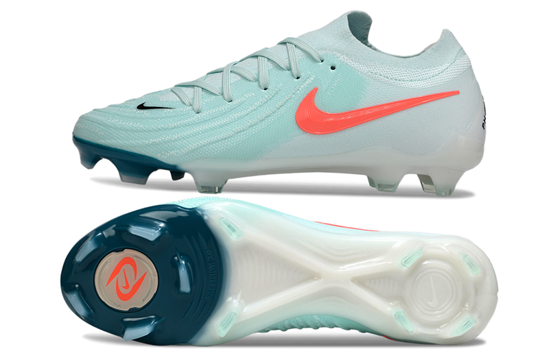 Chuteira Campo Nike Phantom GX 2 Elite FG Branca, Verde e Laranja "Mad Energy"