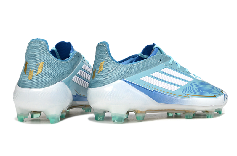 Chuteira Campo Adidas F50 FG Branca e Azul