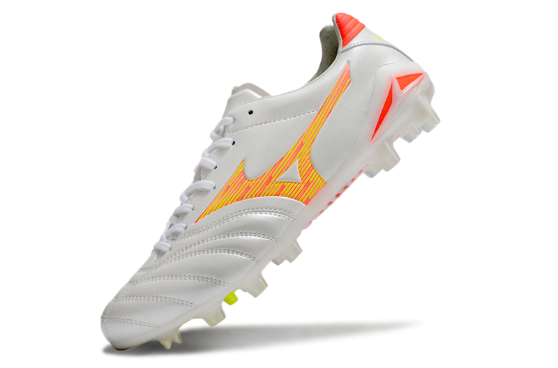 Chuteira Campo Mizuno Morelia Neo 4 Beta FG Branca e Laranja