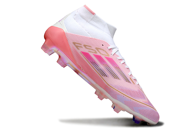 Chuteira Campo Adidas F50 Cano Médio FG Rosa